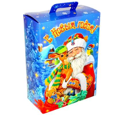 Детский подарок на Новый Год в картонной упаковке весом 1500 грамм